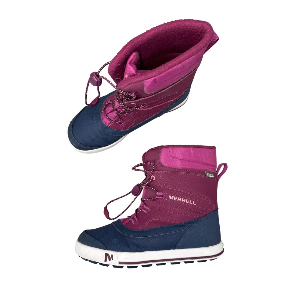 Merrell Snow Bank 2.0 Boots Waterproof Winter Boots Dark Berry‎ Navy Big Kids 5